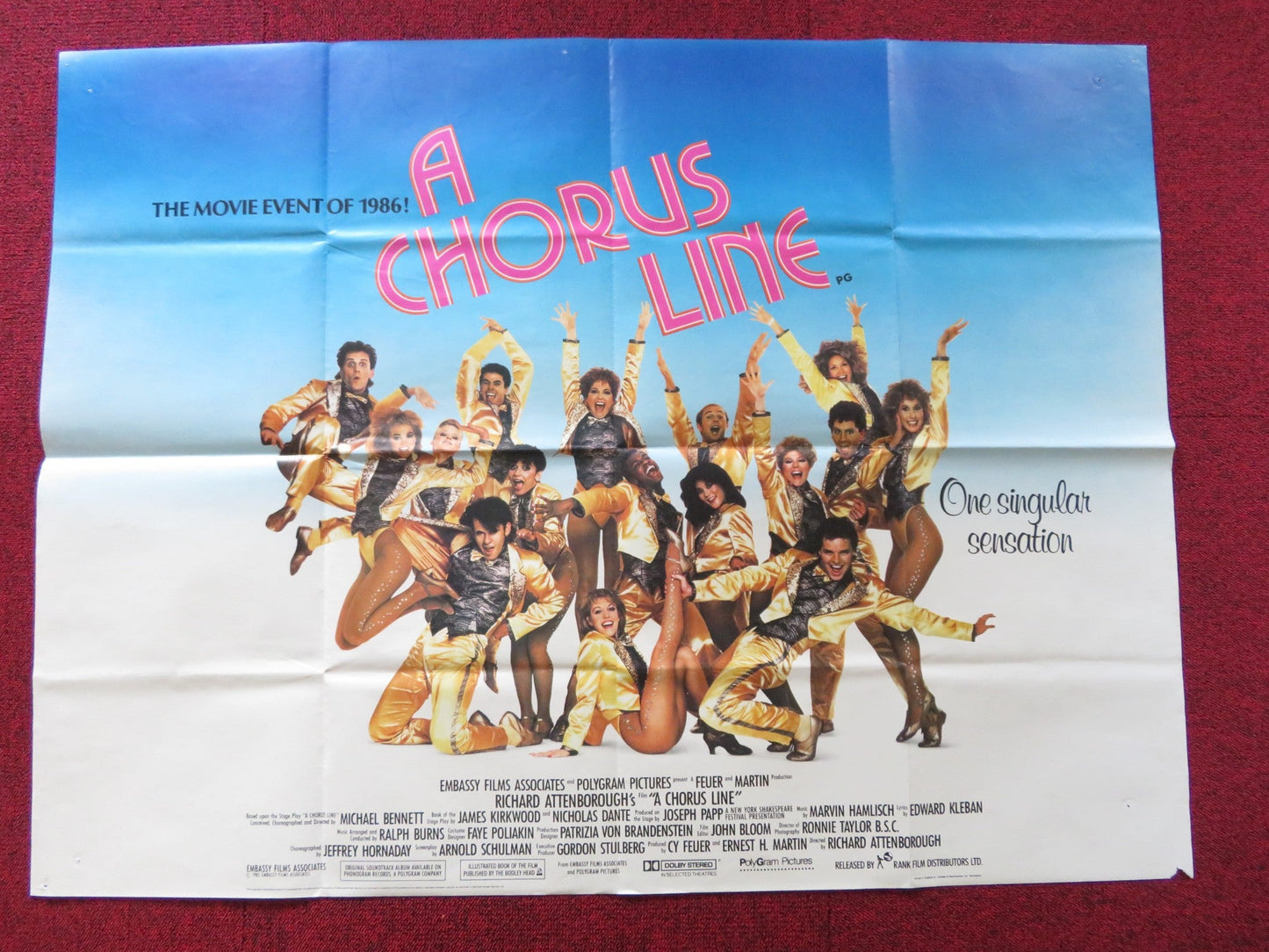 A CHORUS LINE UK QUAD POSTER FOLDED RICHARD ATTENBOROUGH 1985 - Rendezvous Cinema