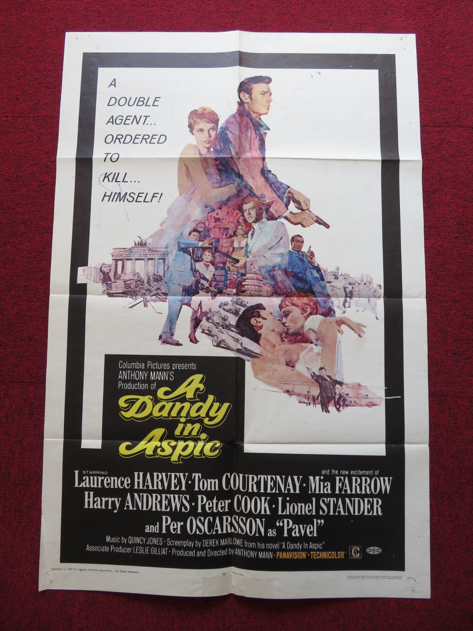 A DANDY IN ASPIC FOLDED US ONE SHEET POSTER LAURENCE HARVEY TOM COURTENAY 1968 - Rendezvous Cinema