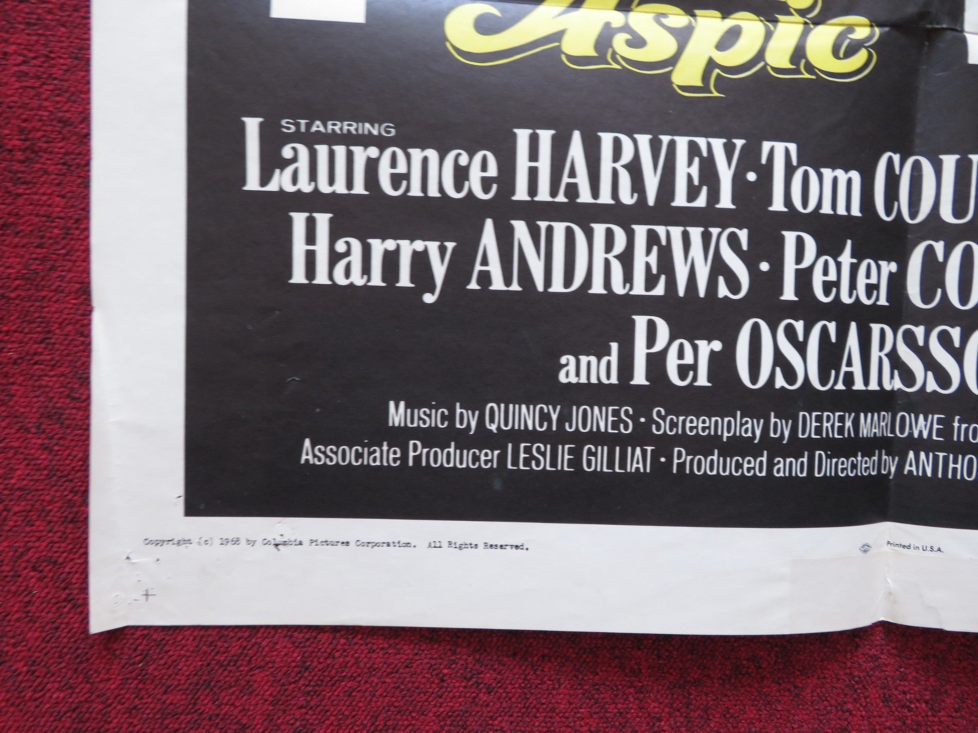 A DANDY IN ASPIC FOLDED US ONE SHEET POSTER LAURENCE HARVEY TOM COURTENAY 1968 - Rendezvous Cinema