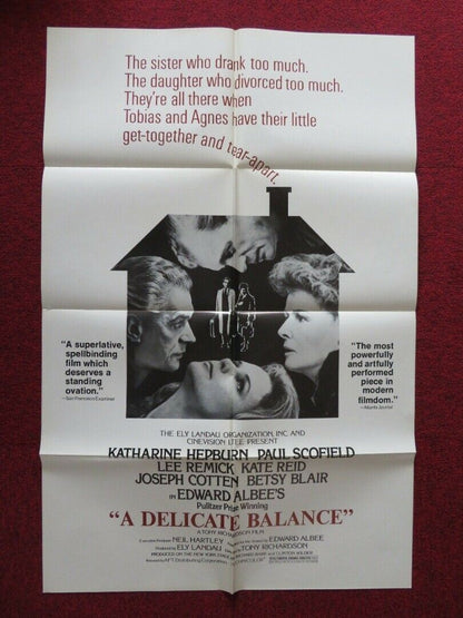 A DELICATE BALANCE FOLDED US ONE SHEET POSTER KATHERINE HEPBURN 1973 - Rendezvous Cinema