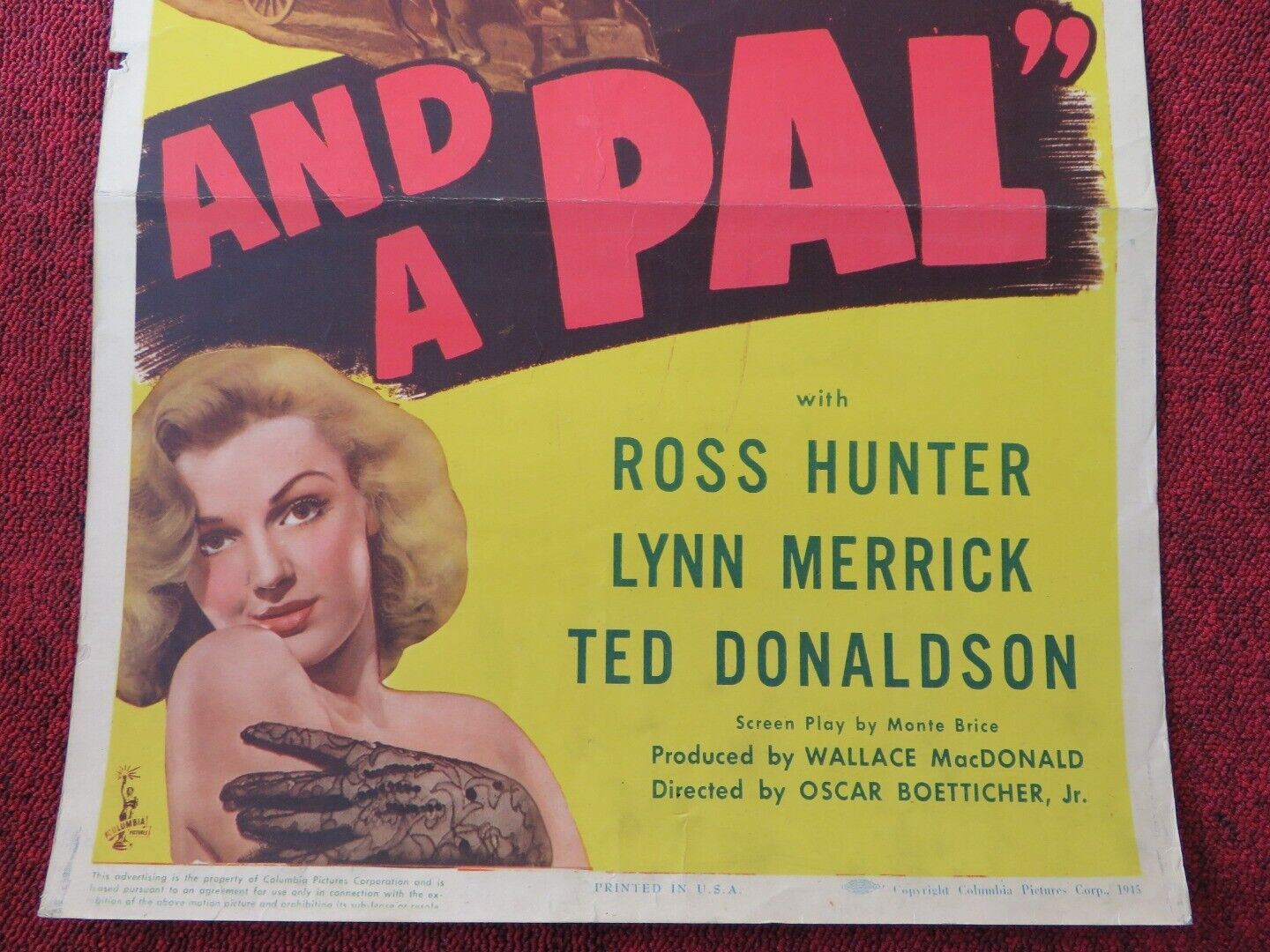 A GUY, A GAL AND A PAL US INSERT (14"x 36") POSTER ROSS HUNTER 1945 - Rendezvous Cinema