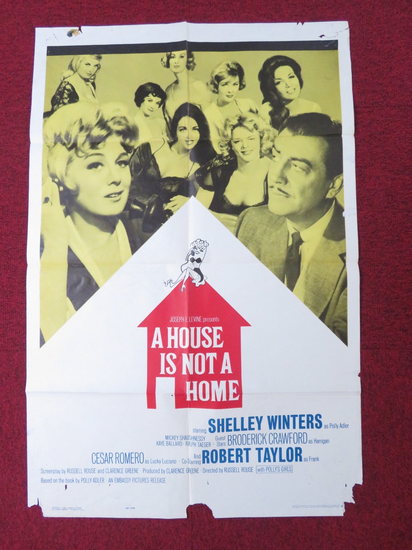 A HOUSE IS NOT A HOME FOLDED US ONE SHEET POSTER SHELLEY WINTERS R. TAYLOR 1964 - Rendezvous Cinema