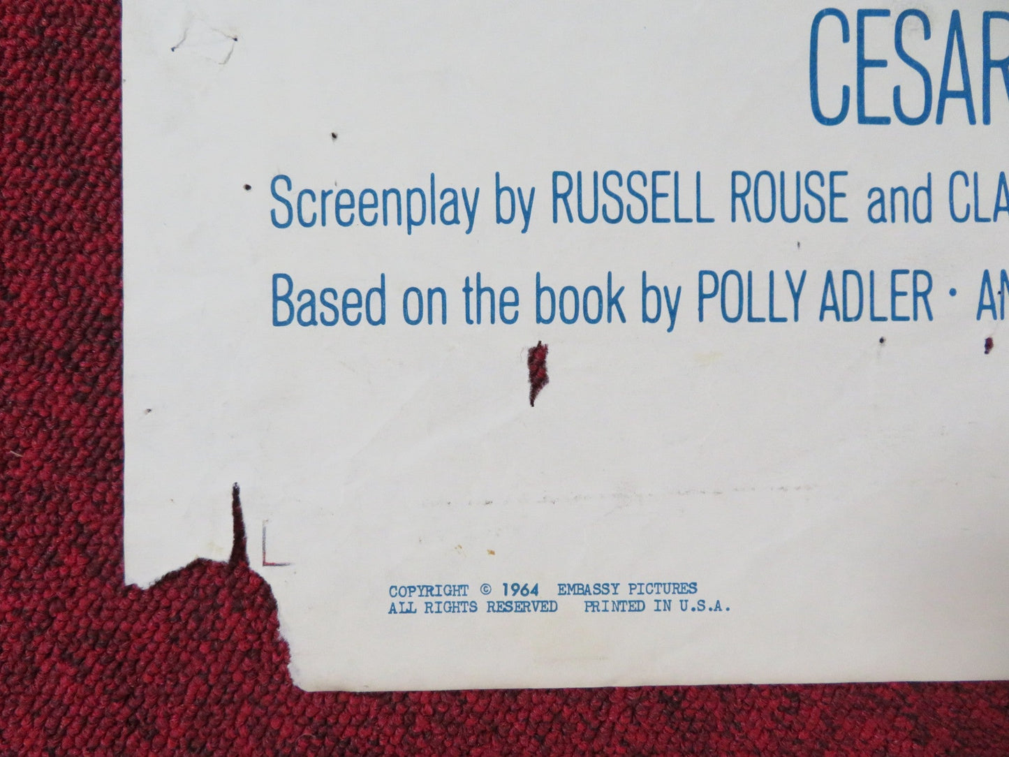 A HOUSE IS NOT A HOME FOLDED US ONE SHEET POSTER SHELLEY WINTERS R. TAYLOR 1964 - Rendezvous Cinema