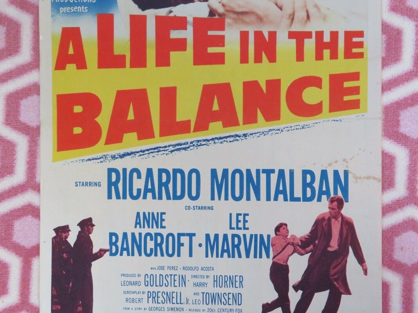 A LIFE IN THE BALANCE US INSERT (14"x 36") POSTER RICARDO MONTALBAN 1955 - Rendezvous Cinema