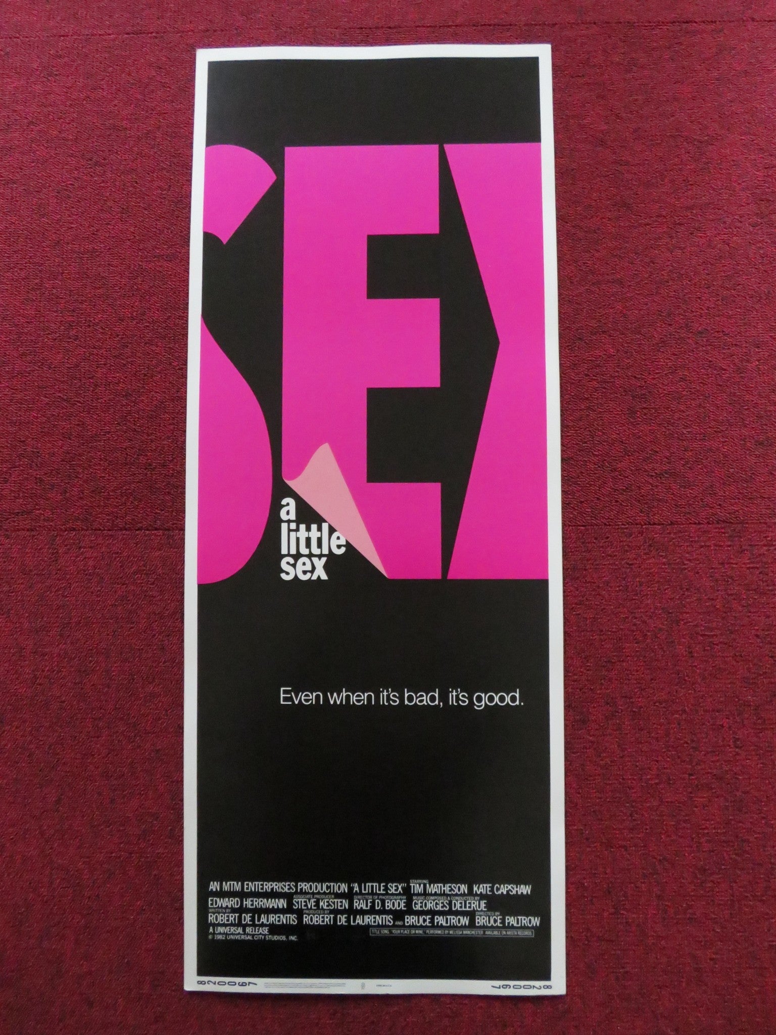 A LITTLE SEX US INSERT (14"x 36") POSTER TIM MATHERSON KATE CAPSHAW 1982 - Rendezvous Cinema