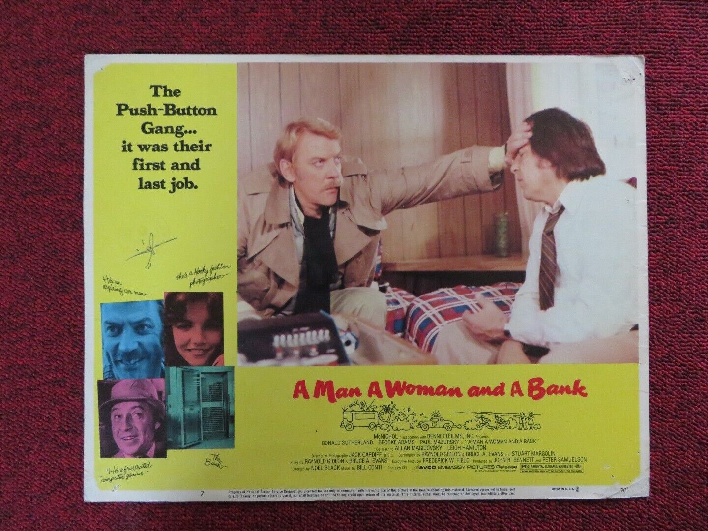 A MAN A WOMAN AND A BANK - 7 US LOBBY CARD DONALD SUTHERLAND 1979 - Rendezvous Cinema