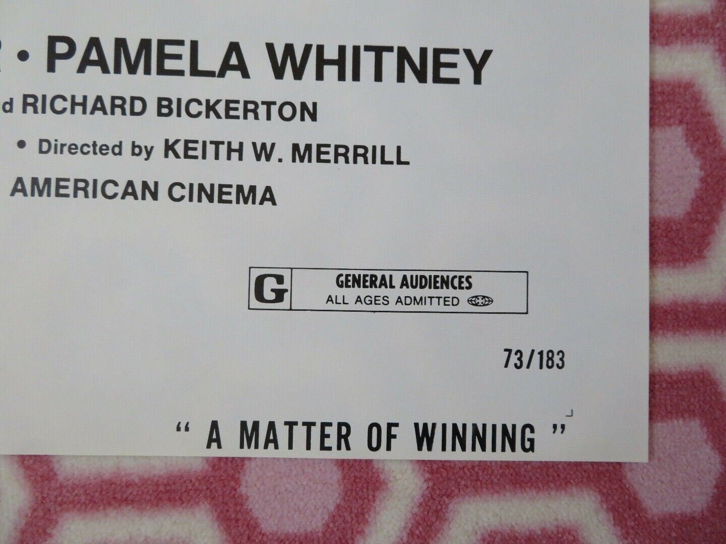 A MATTER OF WINNING ONE SHEET POSTER GORDON SHAFER PAMELA WHITNEY - Rendezvous Cinema