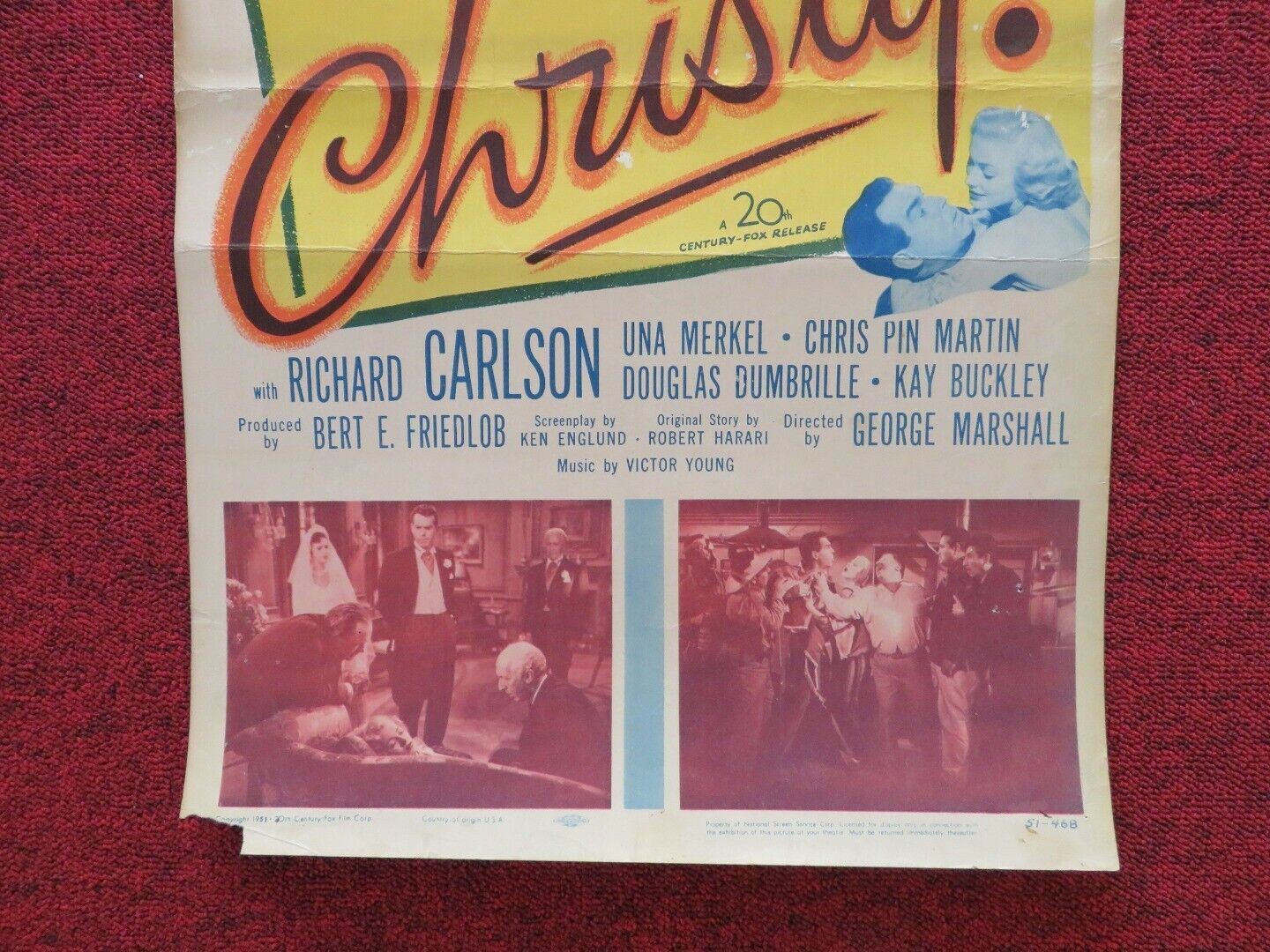 A MILLIONAIRE FOR CHRISTY US INSERT (14"x 36") POSTER FRED MACMURRAY 1951 - Rendezvous Cinema