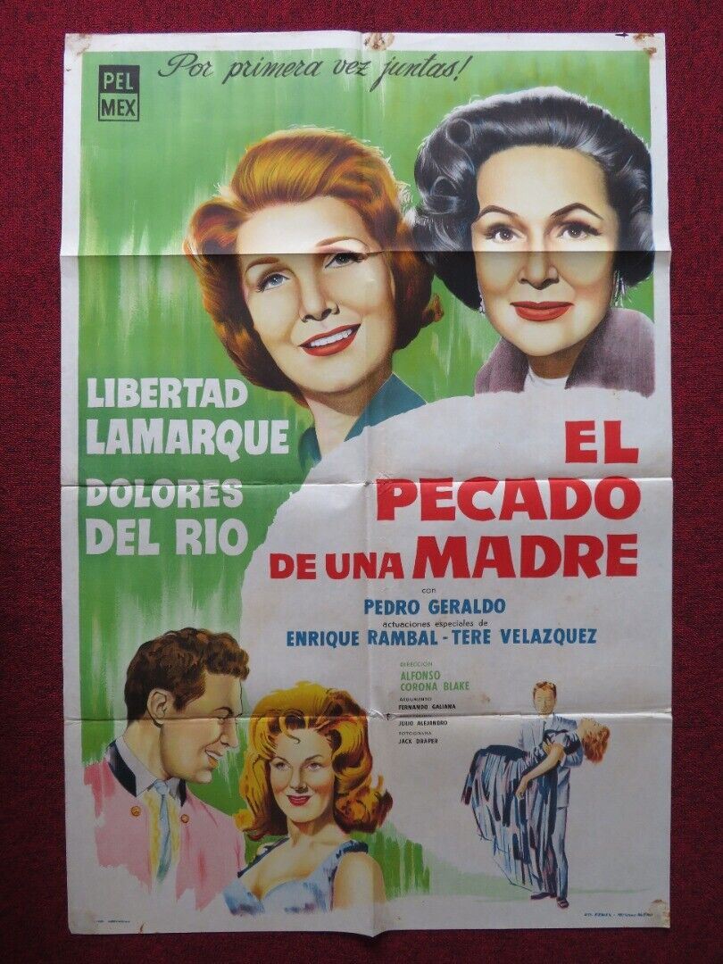 A MOTHER'S SIN FOLDED ARGENTINA ONE SHEET POSTER LIBERTAD LAMARQUE 1962 - Rendezvous Cinema