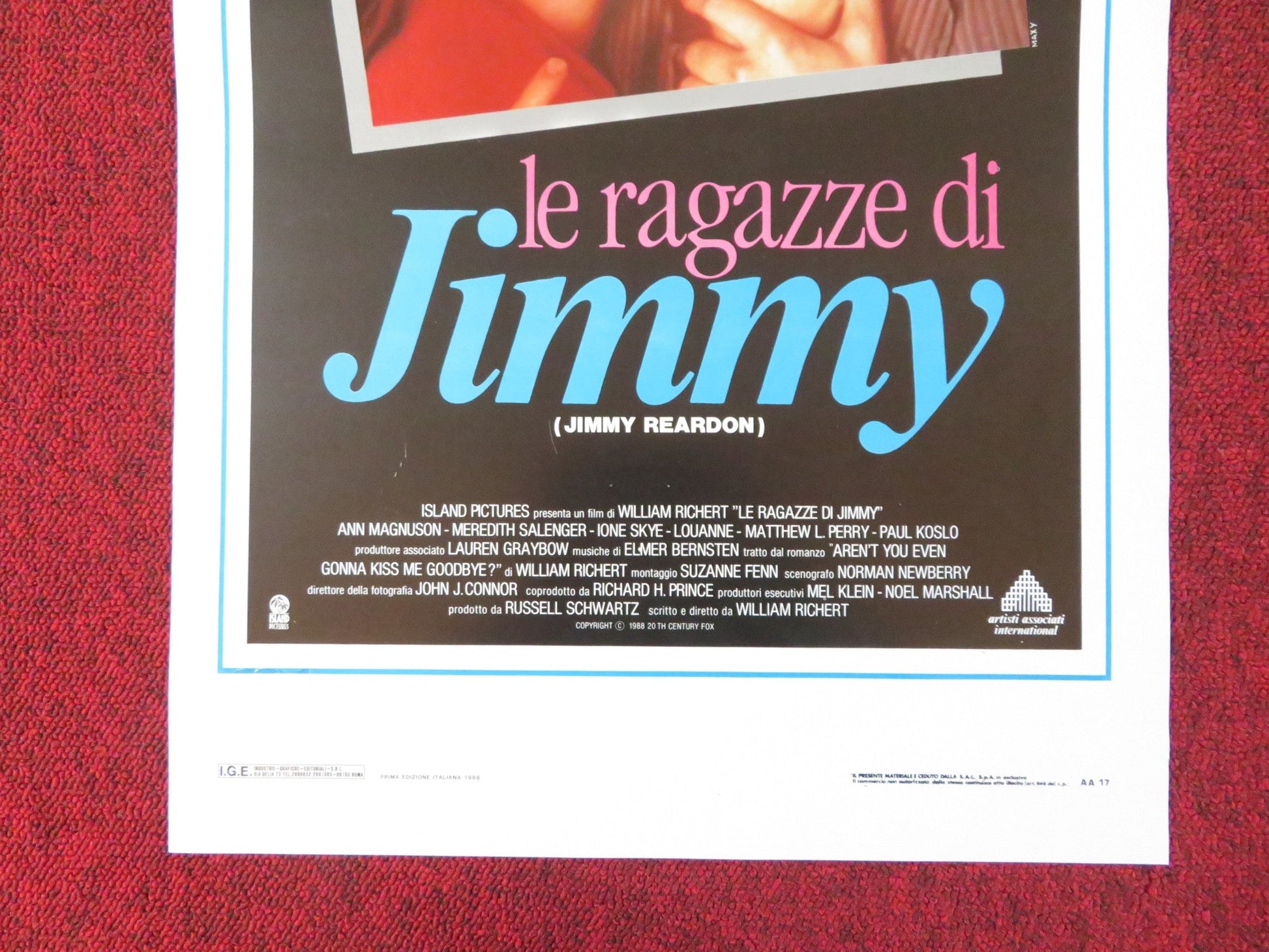 A NIGHT IN THE LIFE OF JIMMY REARDON ITALIAN LOCANDINA POSTER RIVER PHOENIX 1988 - Rendezvous Cinema