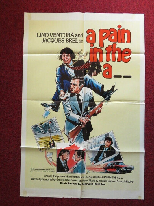 A PAIN IN THE ASS FOLDED US ONE SHEET POSTER LINO VENTURA JACQUES BREL 1973 - Rendezvous Cinema