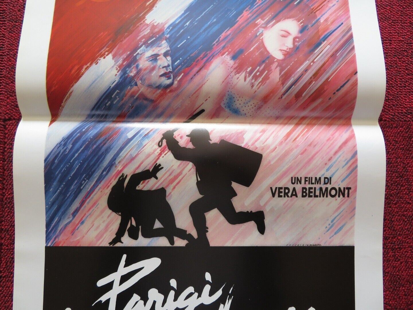 A PARIGI CON AMORE / red kiss ITALIAN LOCANDINA (27.5"x13") POSTER 1988 - Rendezvous Cinema