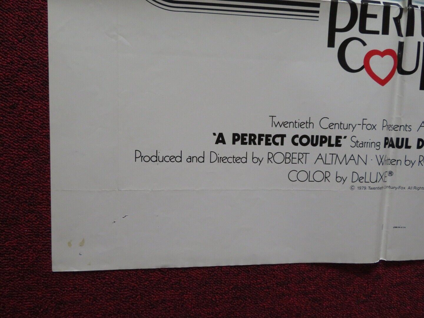 A PERFECT COUPLE FOLDED US ONE SHEET POSTER PAUL DOOLEY MARTA HEFLIN 1979 - Rendezvous Cinema