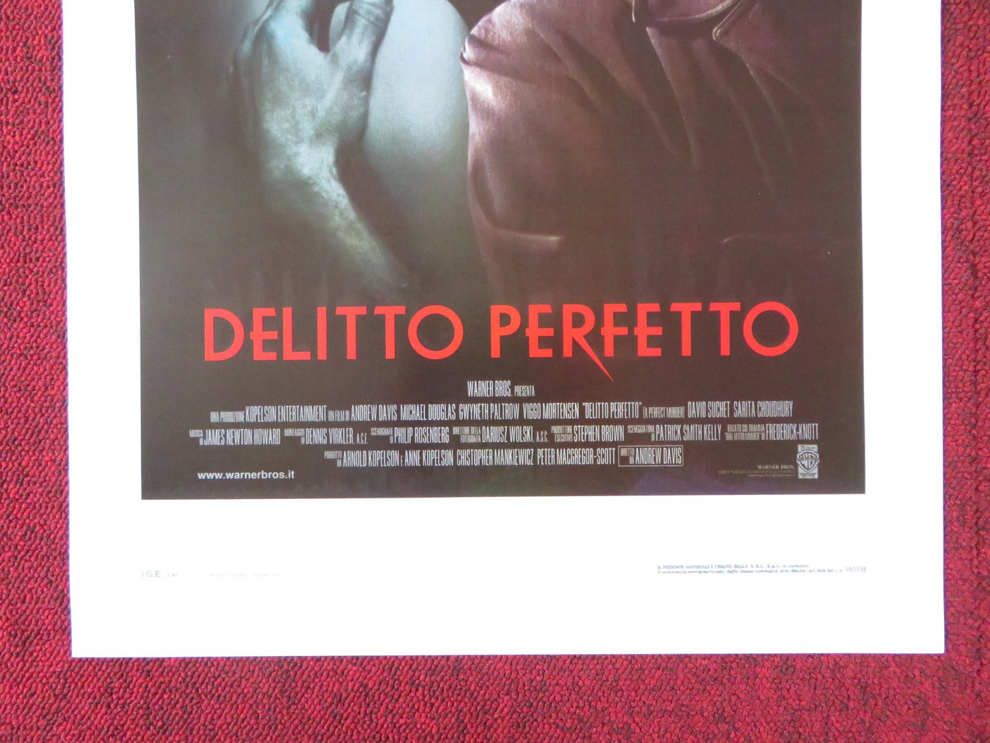 A PERFECT MURDER ITALIAN LOCANDINA POSTER MICHAEL DOUGLAS GWYNETH PALTROW 1998 - Rendezvous Cinema