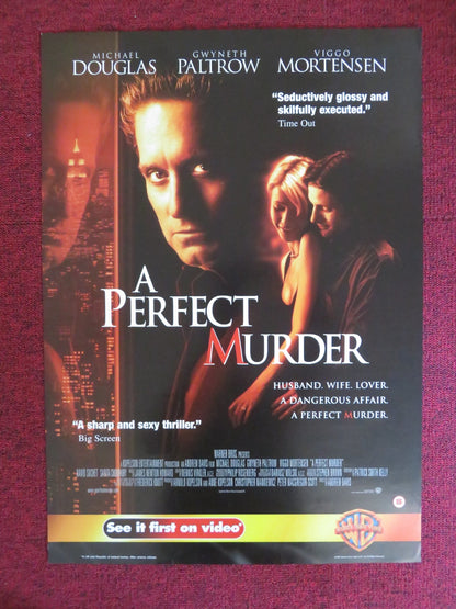 A PERFECT MURDER VHS VIDEO POSTER MICHAEL DOUGLAS GWYNETH PALTROW 1998 - Rendezvous Cinema