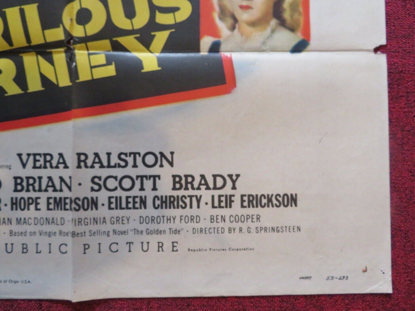 A PERILOUS JOURNEY FOLDED US ONE SHEET POSTER VERA RALSTON DAVID BRIAN 1953 - Rendezvous Cinema