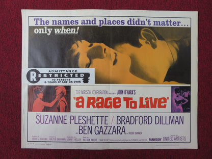 A RAGE TO LIVE US HALF SHEET (22"x 28") POSTER SUZANNE PLESHETTE DILLMAN 1965 - Rendezvous Cinema