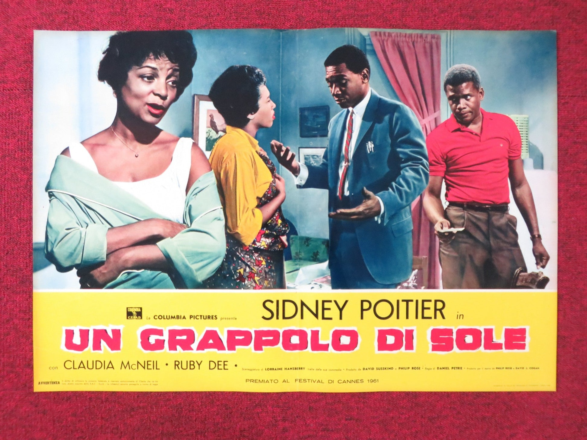 A RAISIN IN THE SUN - F ITALIAN FOTOBUSTA POSTER SIDNEY POITIER C. MCNEIL 1961 - Rendezvous Cinema