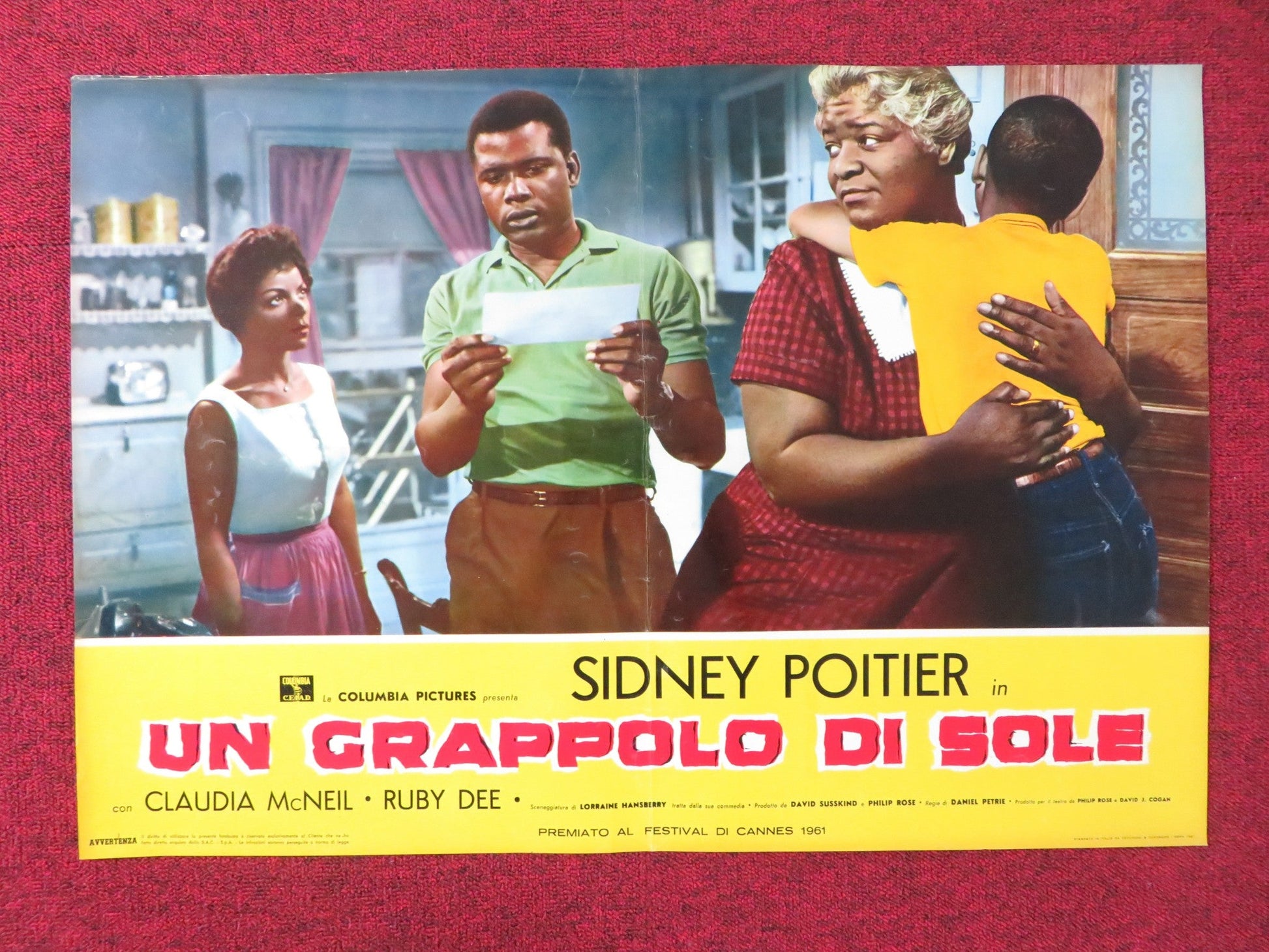 A RAISIN IN THE SUN - H ITALIAN FOTOBUSTA POSTER SIDNEY POITIER C. MCNEIL 1961 - Rendezvous Cinema