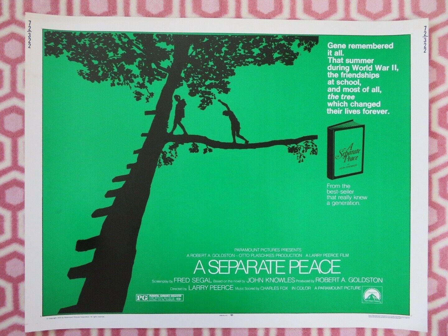 A SEPARATE PEACE US HALF SHEET (22"x 28") POSTER JOHN KNOWLES 1972 - Rendezvous Cinema