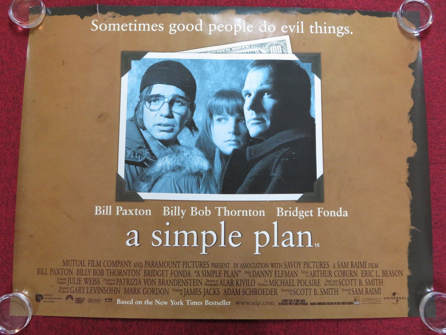 A SIMPLE PLAN UK QUAD (30"x 40") ROLLED POSTER BILL PAXTON B. B. THORNTON 1998 - Rendezvous Cinema