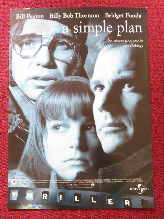 A SIMPLE PLAN VHS VIDEO POSTER BILL PAXTON BILLY BOB THORNTON 1998 - Rendezvous Cinema