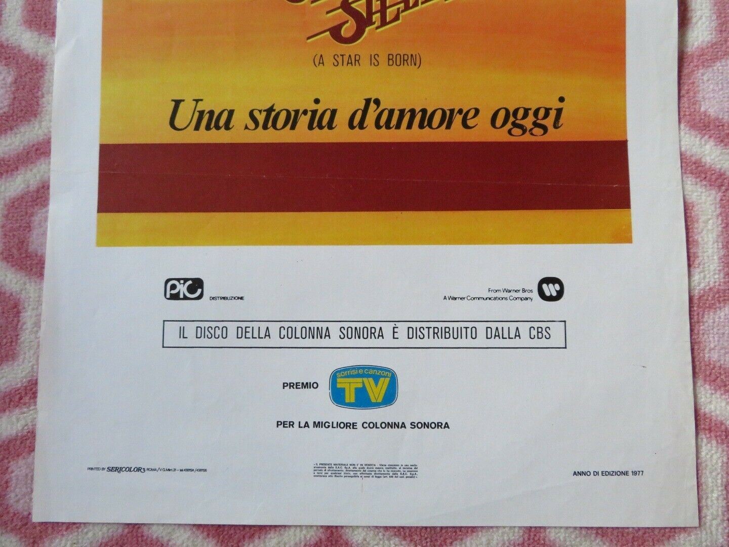 A STAR IS BORN ITALIAN LOCANDINA (27.5"x13") POSTER BARBRA STRIESAND 1977 - Rendezvous Cinema