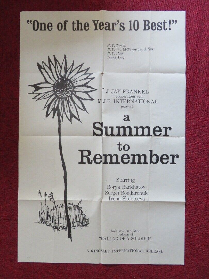 A SUMMER TO REMEMBER/ SERGE FOLDED US ONE SHEET POSTER BORYA BARKHATOV 1960 - Rendezvous Cinema