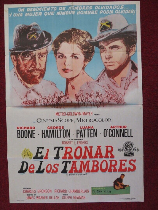 A THUNDER OF DRUMS FOLDED ARGENTINA ONE SHEET POSTER RICHARD BOONE 1961 - Rendezvous Cinema