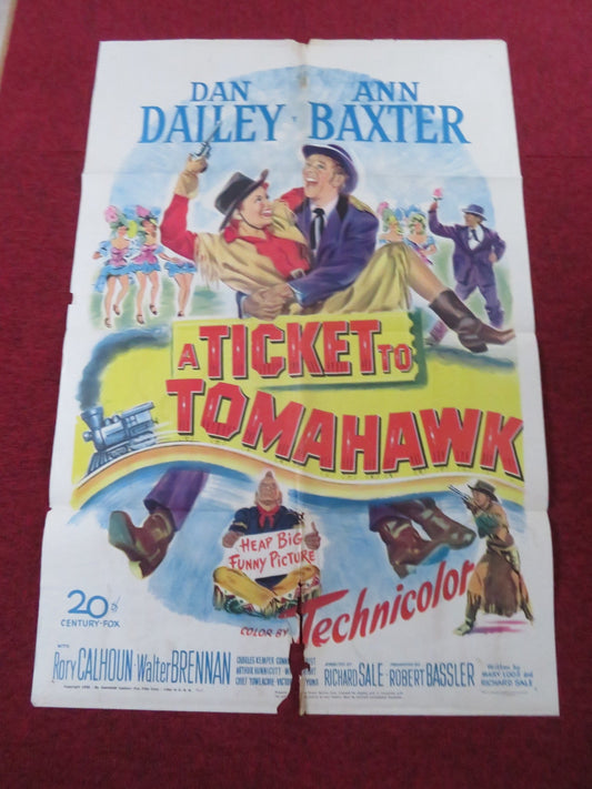 A TICKET TO TOMAHAWK FOLDED US ONE SHEET POSTER RORY CALHOUN ANNE BAXTER 1950 - Rendezvous Cinema