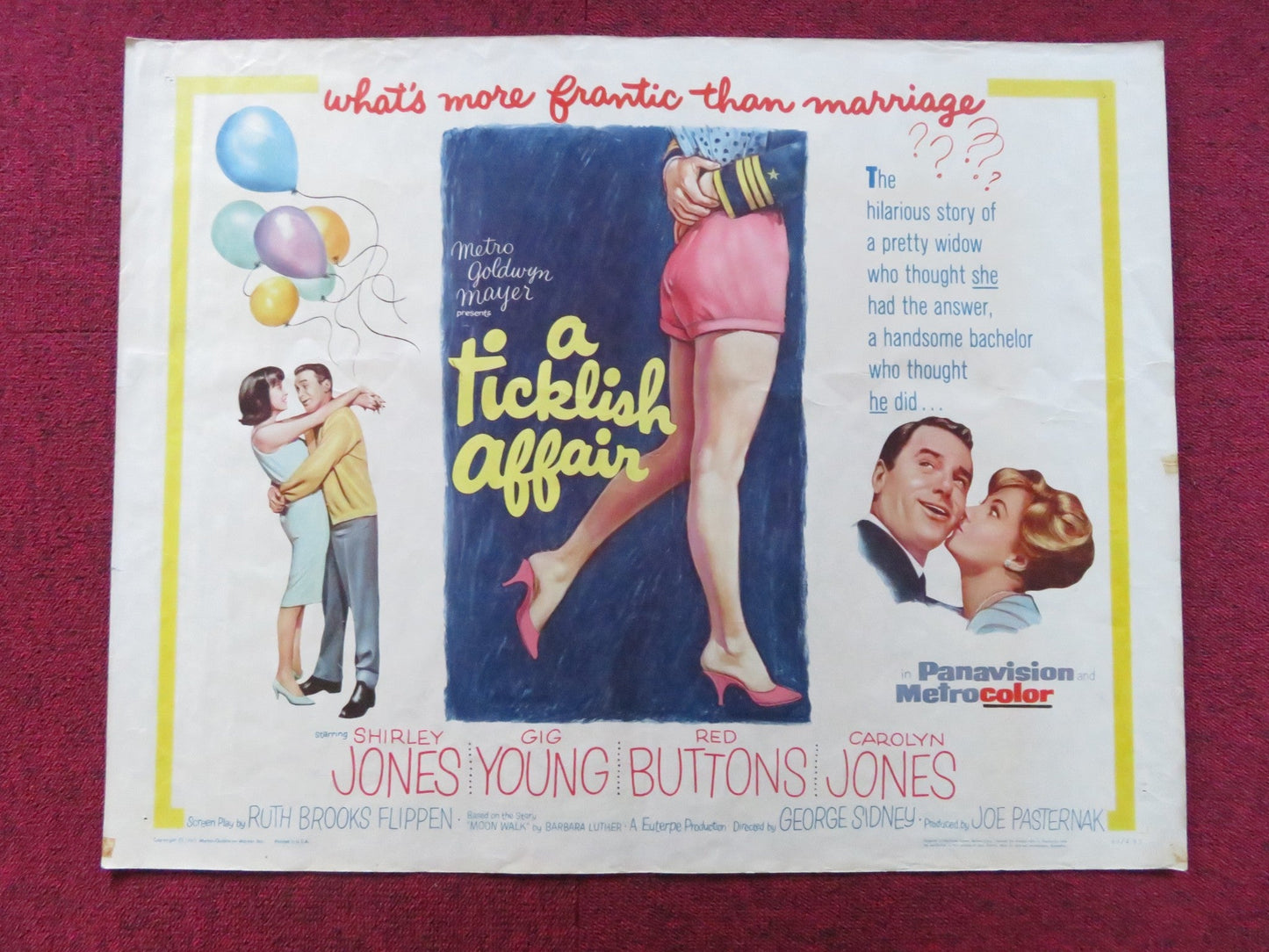 A TICKLISH AFFAIR HALF SHEET (22"x 28") POSTER SHIRLEY JONES GIG YOUNG 1963 - Rendezvous Cinema