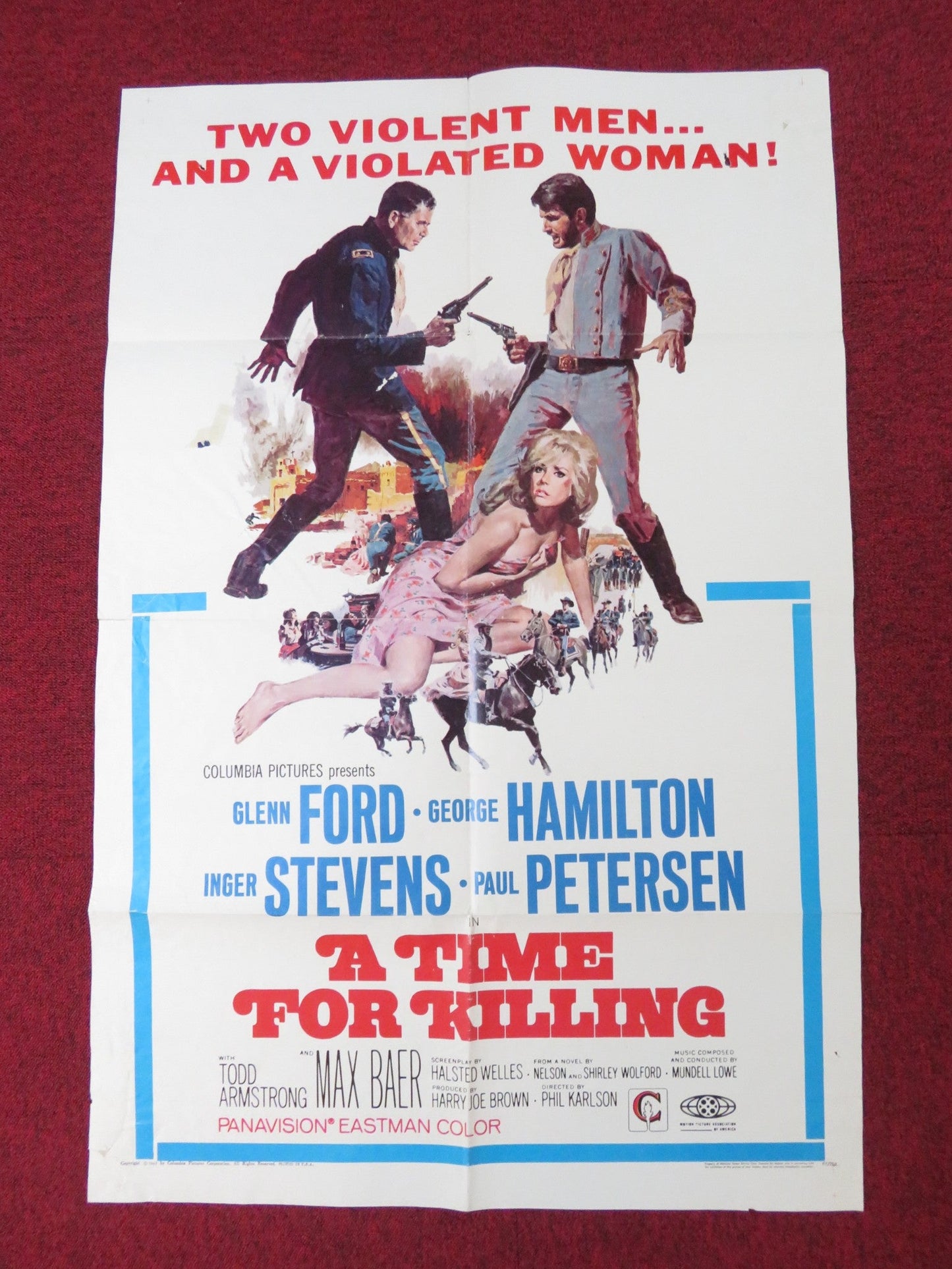 A TIME FOR KILLING FOLDED US ONE SHEET POSTER GLENN FORD GEORGE HAMILTON 1967 - Rendezvous Cinema