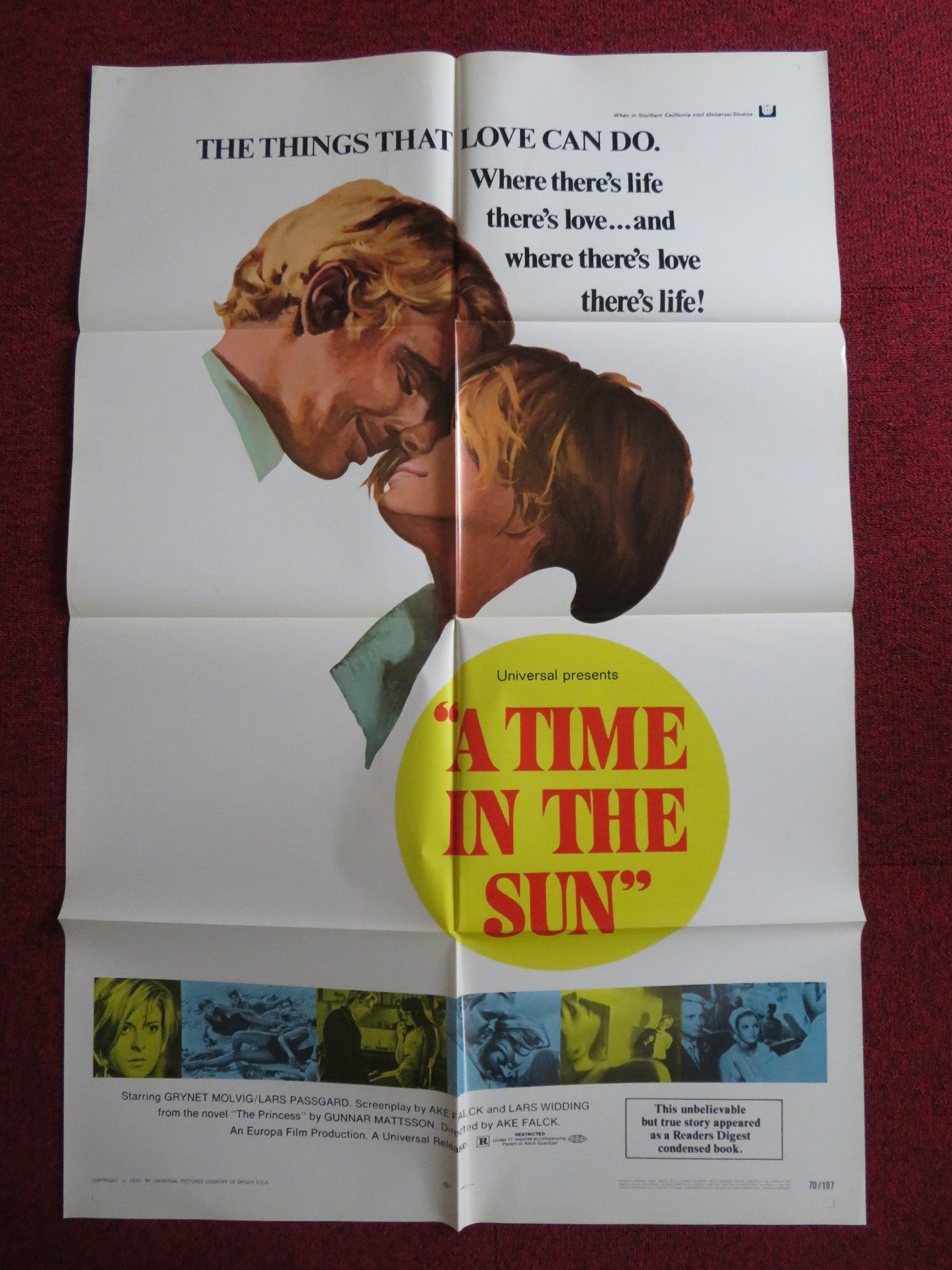 A TIME IN THE SUN FOLDED US ONE SHEET POSTER GRYNET MOLVIG LARS PASSGARD 1970 - Rendezvous Cinema