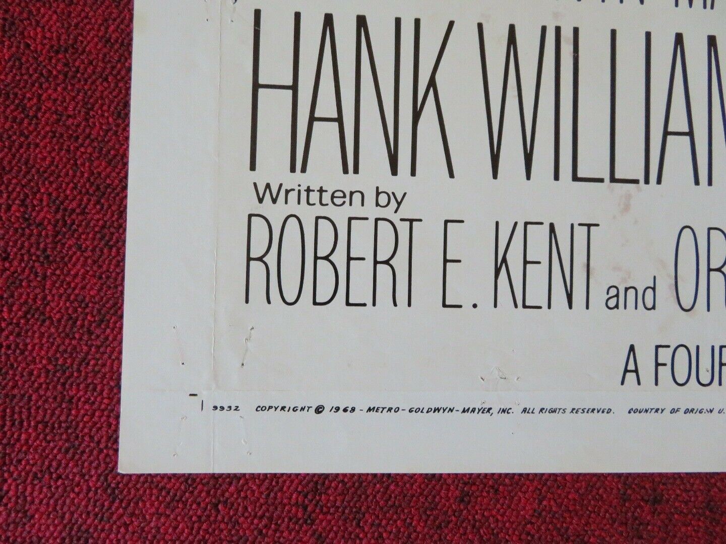 A TIME TO SING FOLDED US ONE SHEET POSTER HANK WILLIAMS 1968 - Rendezvous Cinema