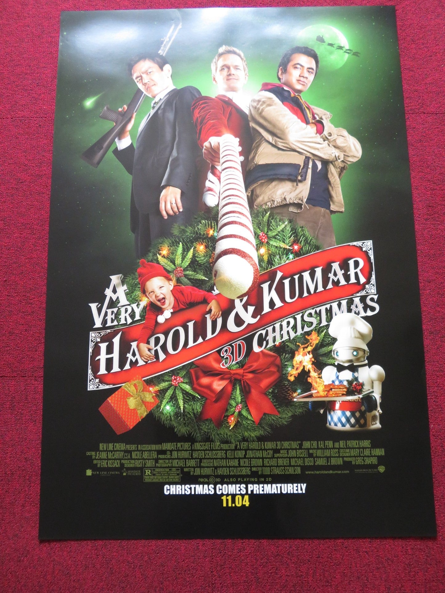 A VERY HAROLD & KUMAR CHRISTMAS US ONE SHEET ROLLED POSTER KAL PENN J. CHO 2011 - Rendezvous Cinema