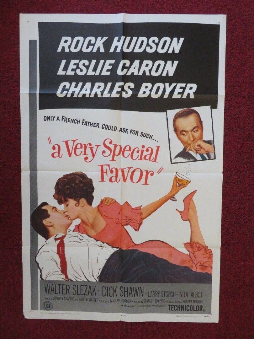 A VERY SPECIAL FAVOUR FOLDED US ONE SHEET POSTER ROCK HUDSON LESLIE CARON 1965 - Rendezvous Cinema