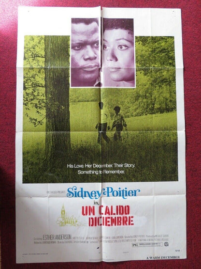 A WARM DECEMBER SPANISH ONE SHEET FOLDED POSTER SIDNEY POITIER ESTER ANDERSON - Rendezvous Cinema