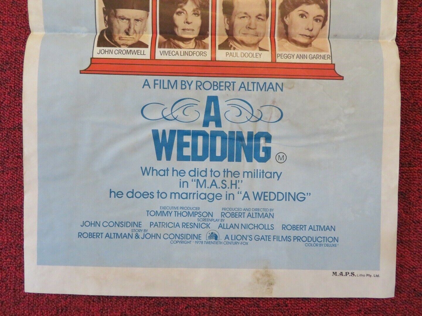 A WEDDING FOLDED AUSTRALIAN DAYBILL POSTER Carol Burnett Mia Farrow 1978 - Rendezvous Cinema