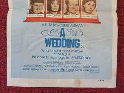 A WEDDING FOLDED AUSTRALIAN DAYBILL POSTER Carol Burnett Mia Farrow 1978 - Rendezvous Cinema