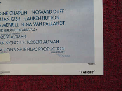 A WEDDING FOLDED US ONE SHEET POSTER DESI ARNAZ JR. CAROL BURNETT 1978 - Rendezvous Cinema