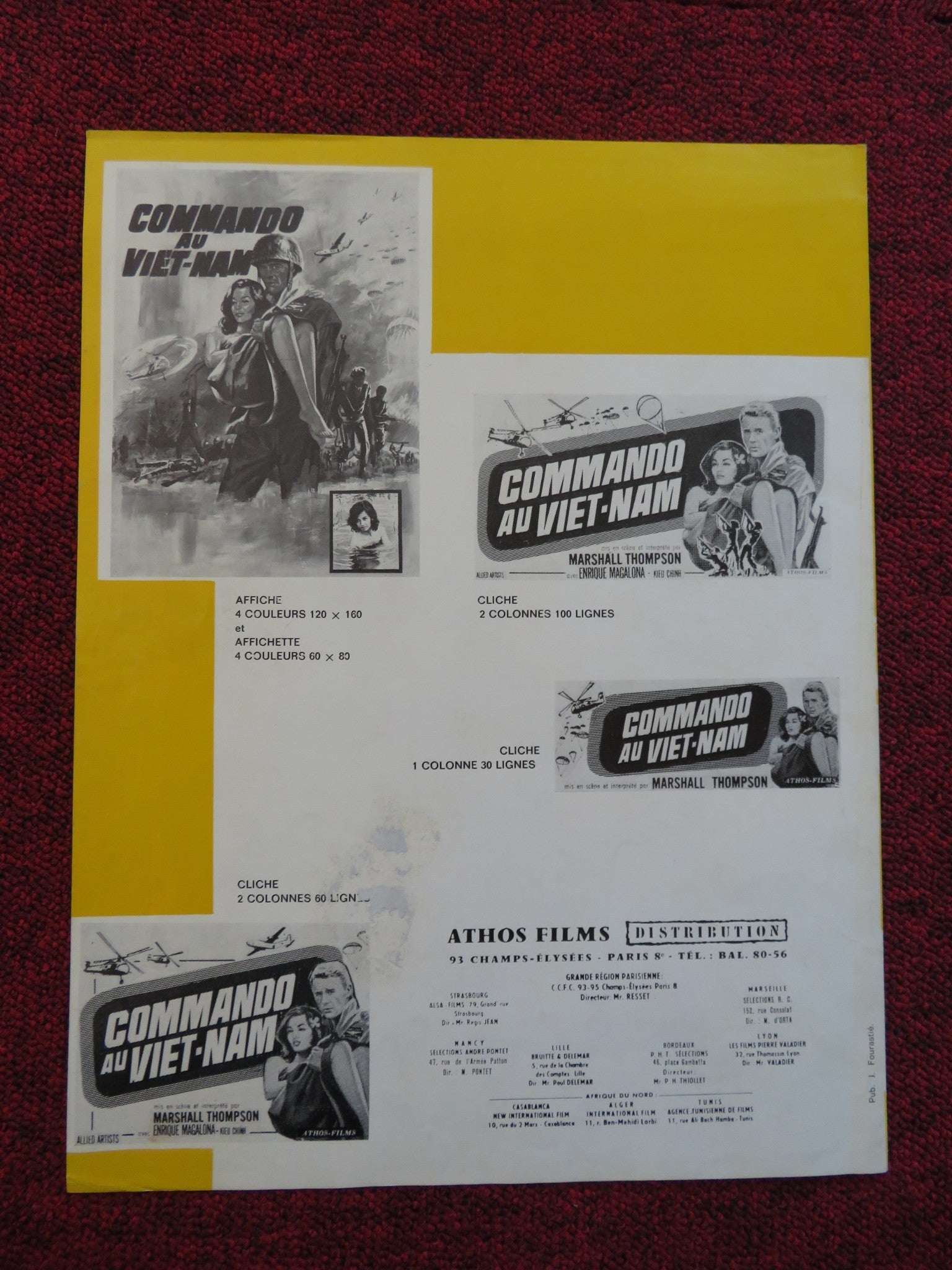 A YANK IN VIET - NAM FRENCH BROCHURE MARSHALL THOMSON ENRIQUE MAGALONA 1964 - Rendezvous Cinema