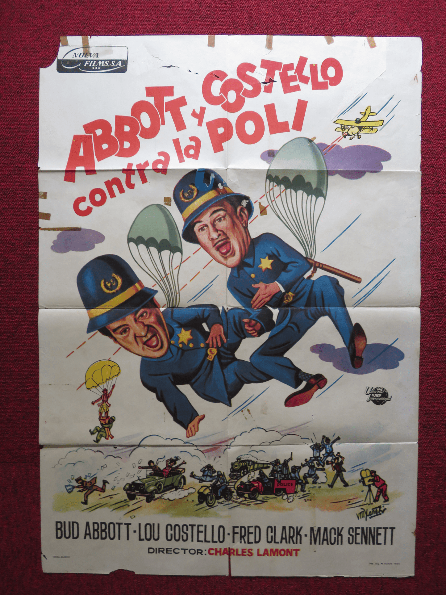 ABBOTT AND COSTELLO MEET THE KEYSTONE KOPS FOLDED ARGENTINA ONE SHEET POSTER '63 - Rendezvous Cinema