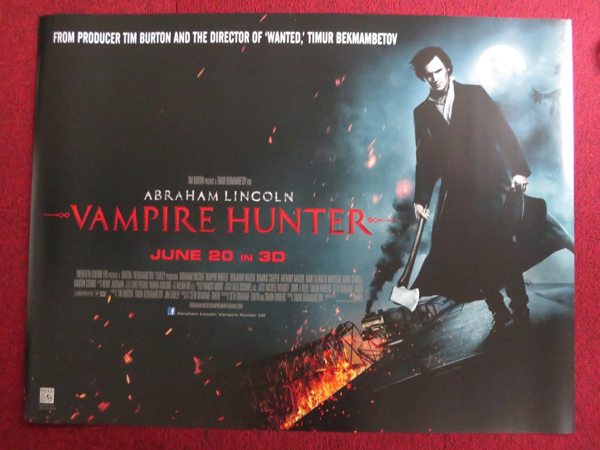 ABRAHAM LINCOLN: VAMPIRE HUNTER - B UK QUAD (30"x 40") ROLLED POSTER 2012 - Rendezvous Cinema