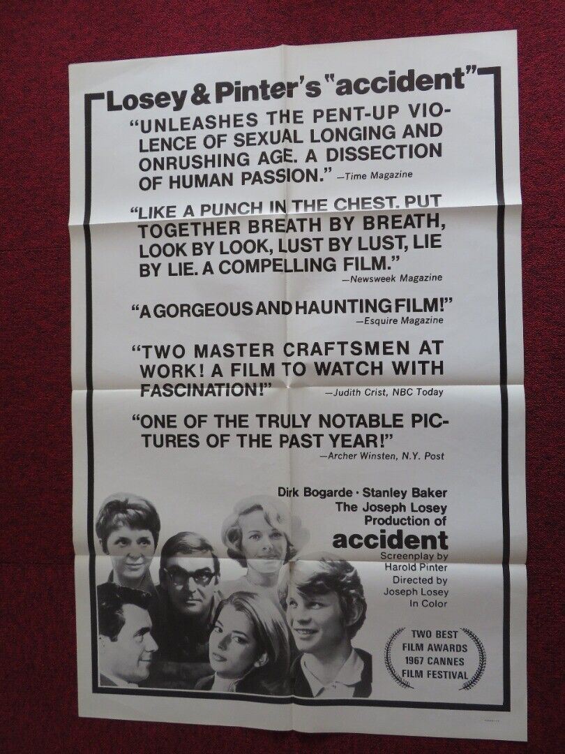 ACCIDENT FOLDED US ONE SHEET POSTER DIRK BOGARDE STANLEY BAKER 1967 - Rendezvous Cinema