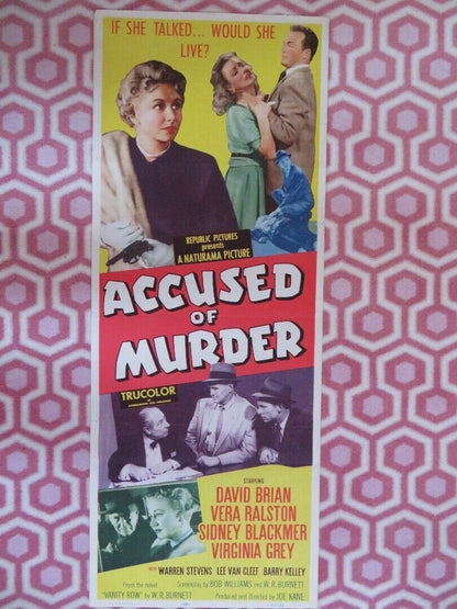 ACCUSED OF MURDER US INSERT (14"x 36") POSTER DAVID BRIAN VERA RALSTONE 1956 - Rendezvous Cinema