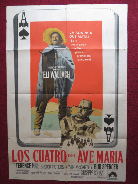 ACE HIGH FOLDED ARGENTINA ONE SHEET POSTER BUD SPENCER TERENCE HILL 1968 - Rendezvous Cinema