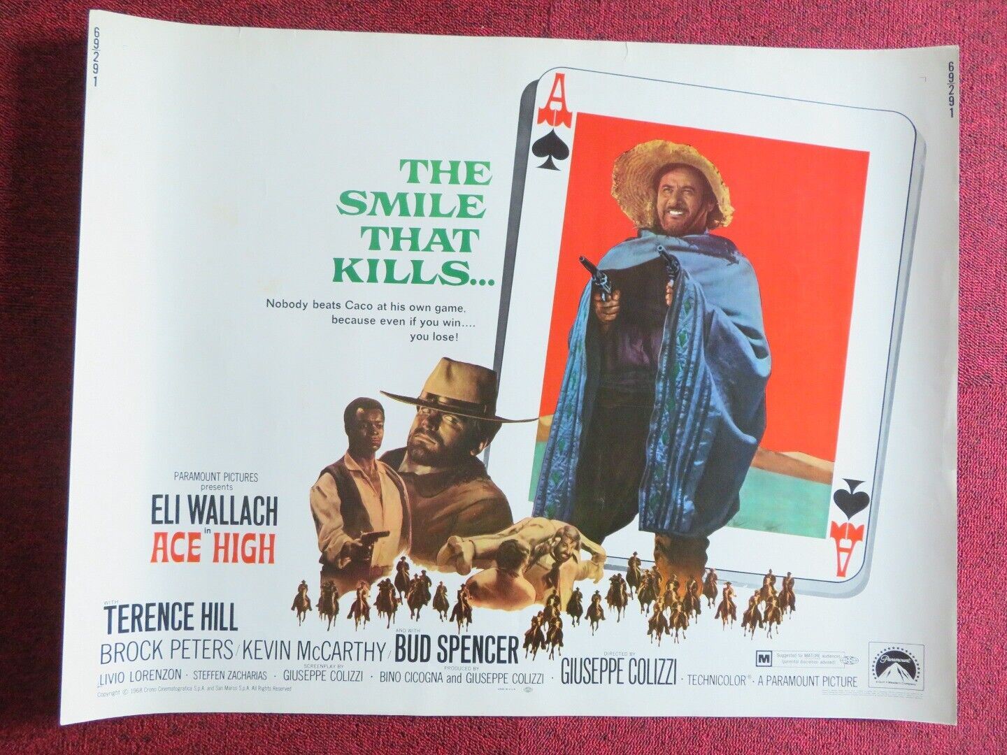 ACE HIGH US HALF SHEET (22"x 28") POSTER ELI WALLACH TERENCE HILL 1969 - Rendezvous Cinema