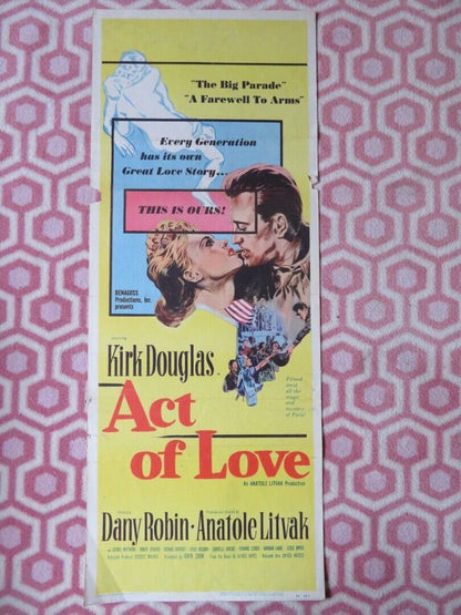 ACT OF LOVE US INSERT (14"x 36") POSTER KIRK DOUGLAS DANY ROBIN 1953 - Rendezvous Cinema