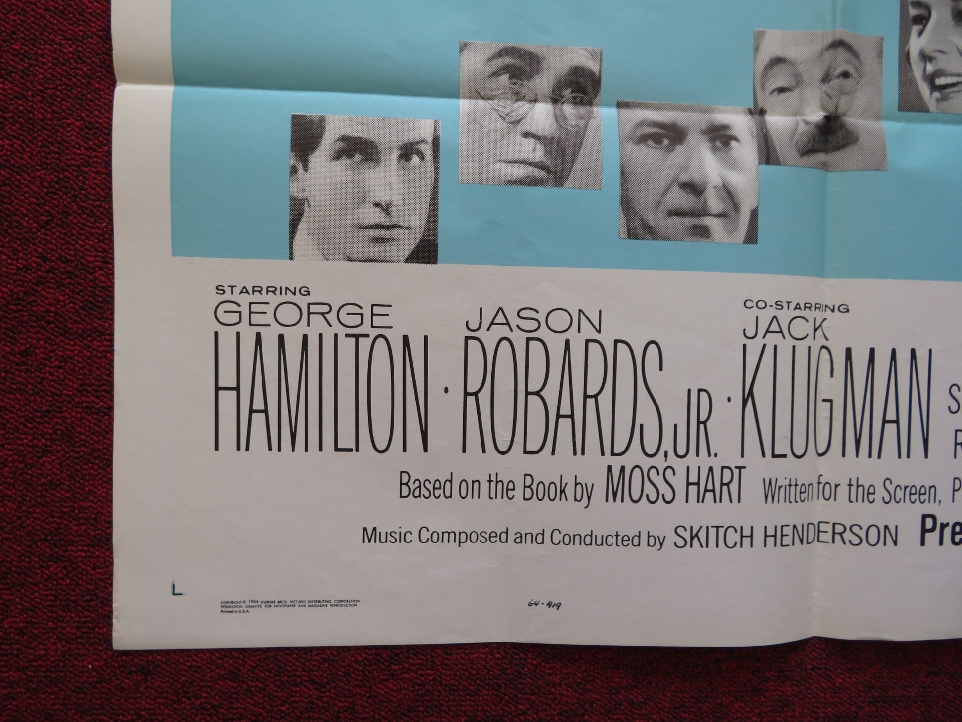 ACT ONE FOLDED US ONE SHEET POSTER GEORGE HAMILTON JASON ROBARDS 1964 - Rendezvous Cinema