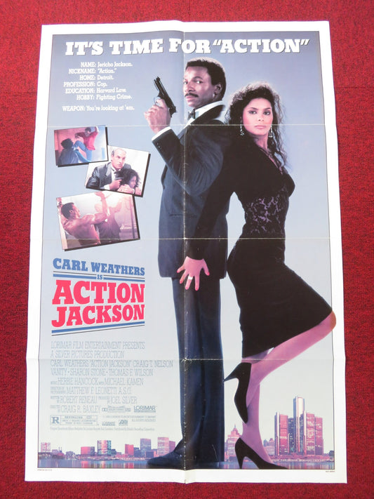 ACTION JACKSON FOLDED US ONE SHEET POSTER CARL WEATHERS CRAIG T. NELSON 1988 - Rendezvous Cinema